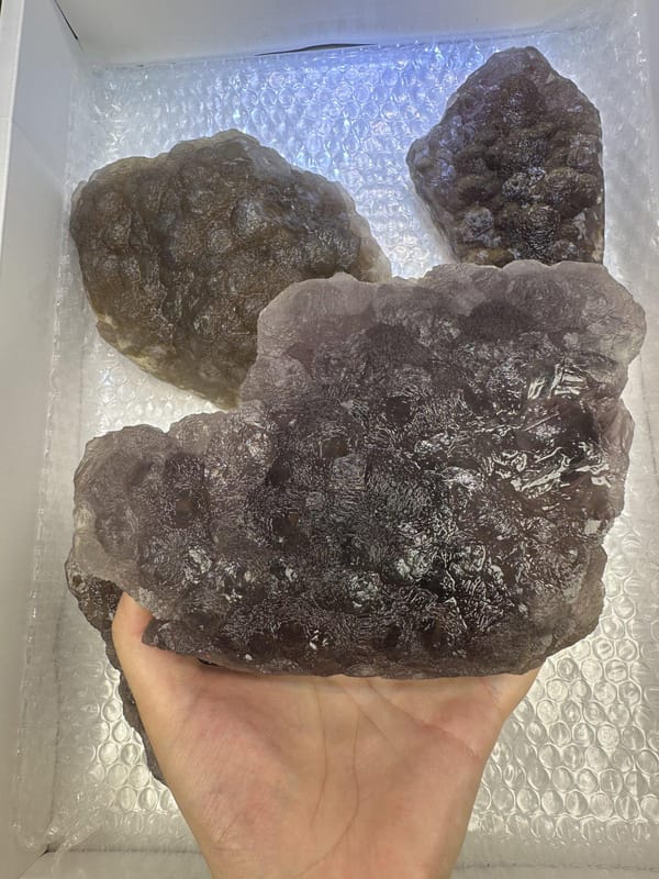 Four-Piece Purple Fluorite Lot, further angle