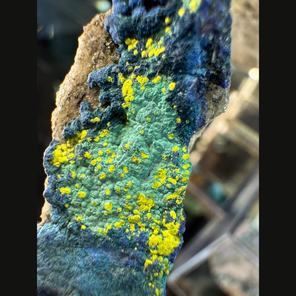 Blue-green azurite crystals, natural mineral for display, photo 5 of 8
