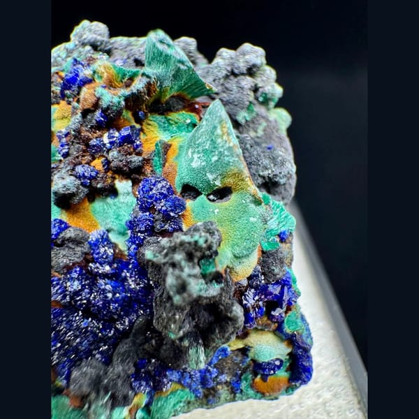 Crystals of deep blue and green azurite with malachite, one-of-a-kind specimen, photo 3 of 8