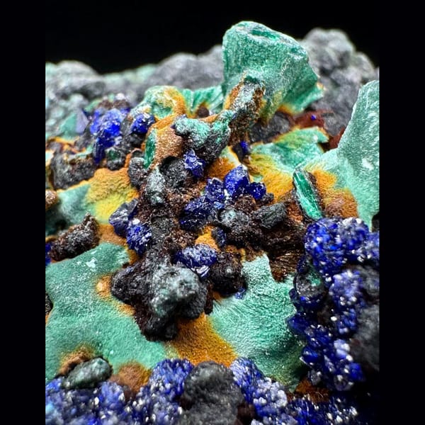 One-of-a-kind deep blue and green azurite crystal specimen, photo 4 of 8