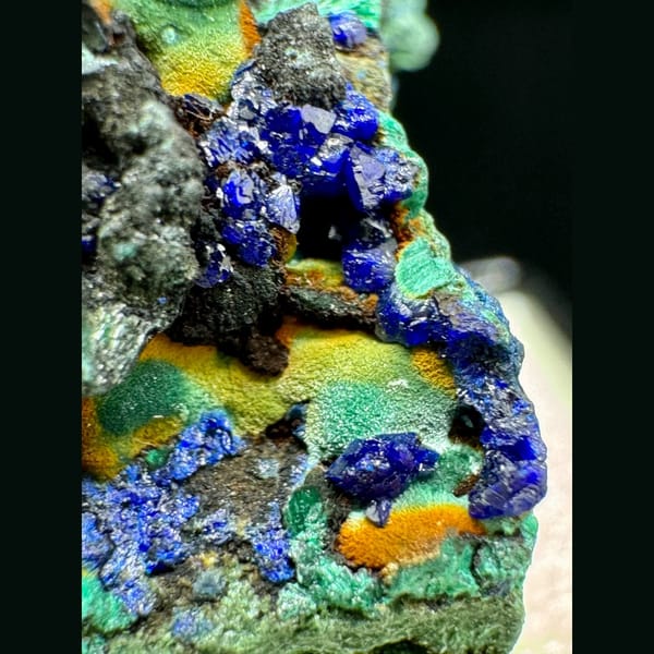 Deep blue and green azurite crystals with malachite, natural mineral for display, photo 5 of 8