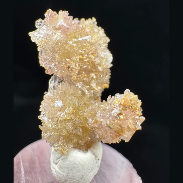 Flower cluster of yellow and pink creedite, one-of-a-kind specimen, photo 3 of 6