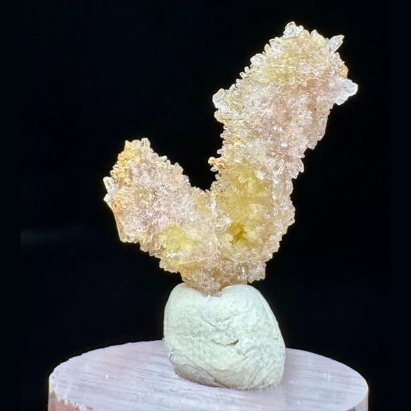 One-of-a-kind yellow and pink creedite crystal specimen, photo 4 of 6