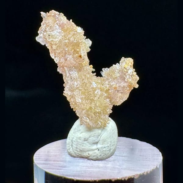 Yellow and pink creedite crystal cluster, natural mineral for display, photo 5 of 6