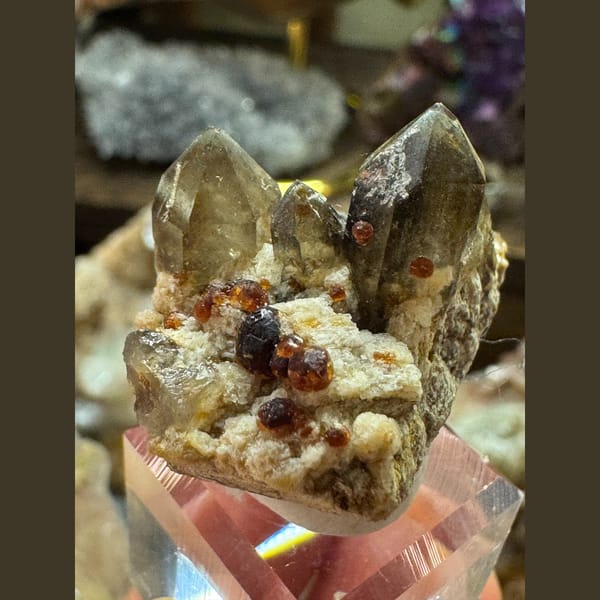 Smoky quartz crystal, 3 cm across, raw mineral specimen, photo 2 of 6
