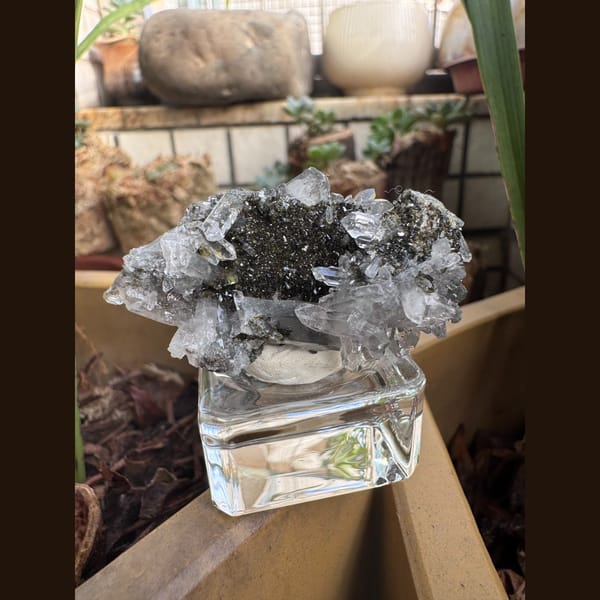 Quartz crystal with epidote, natural mineral specimen, photo 1 of 6