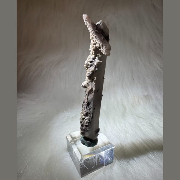 Clear quartz crystal with calcite from Inner Mongolia, natural mineral for display, photo 5 of 6