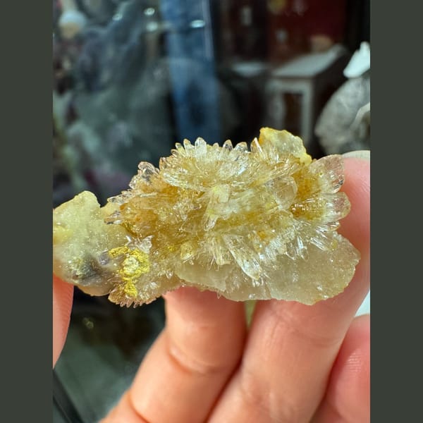 Cream creedite flower crystal cluster, natural mineral specimen, photo 1 of 5