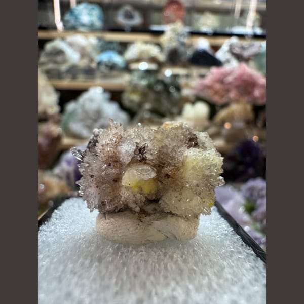 White creedite flower crystal cluster, natural mineral specimen, photo 1 of 5