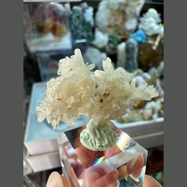 White creedite crystal cluster, natural mineral for display, photo 5 of 5