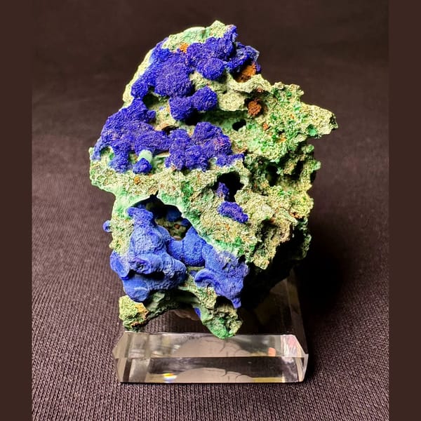 Blue and green azurite crystal clusters with malachite, natural mineral specimen, photo 1 of 4