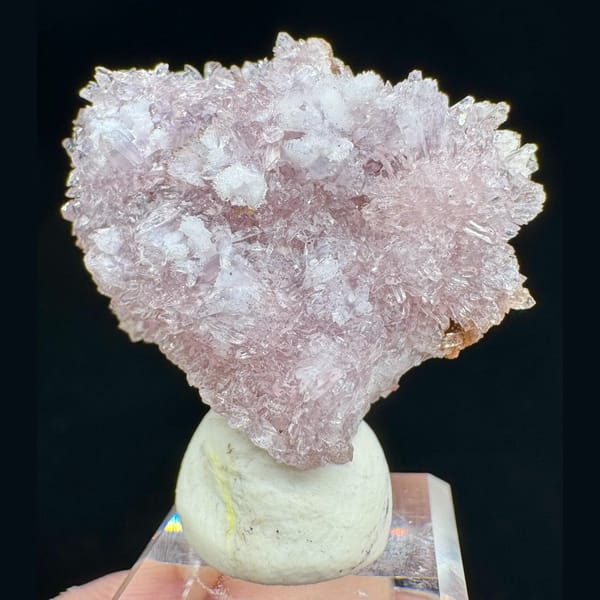 Pink-white creedite crystals, natural mineral specimen, photo 1 of 3