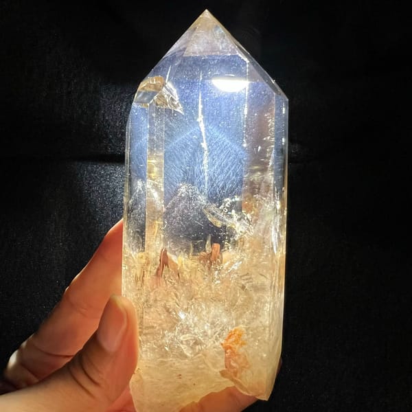 Double-layer needle pyramid seen straight on under a bright light