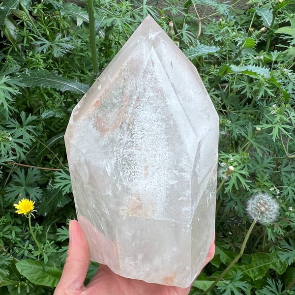 Front view of the six-sided phantom pyramid dusted white and peach