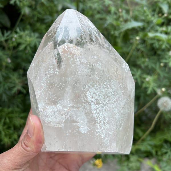 Turned tower showing phantom tip and frosted white speckles
