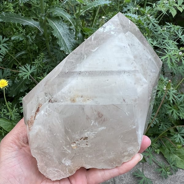 Side view with a fine phantom line across the quartz