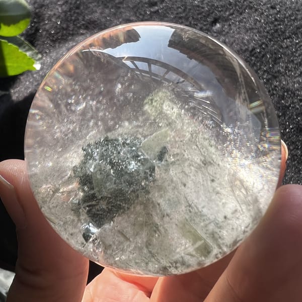 Sphere tilted to show the green phantom from a lower angle