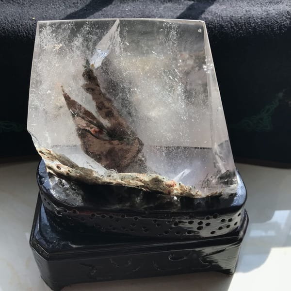 Rough natural edge and dark phantom feather seen from the opposite side
