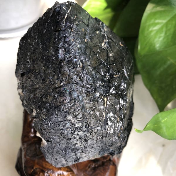 Full face of the specimen packed with fine blue-black needles