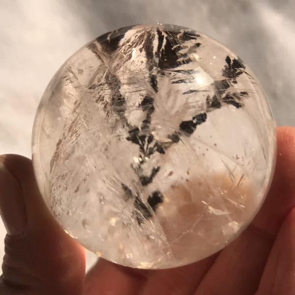 Sphere viewed from below showing the tree and a peach-coloured patch