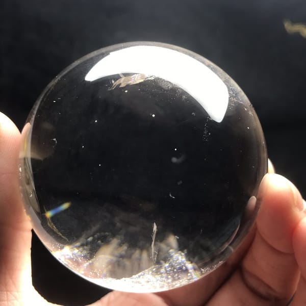 Nearly flawless view through the polished quartz ball