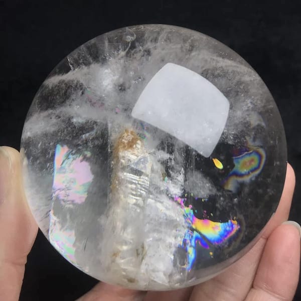 Ridged crystal-in-crystal and rainbow from a lower angle