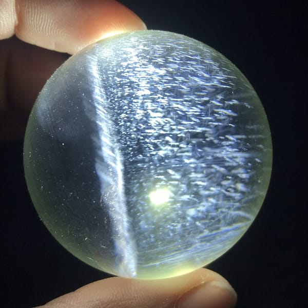 Long band crossing the sphere with needles to the right