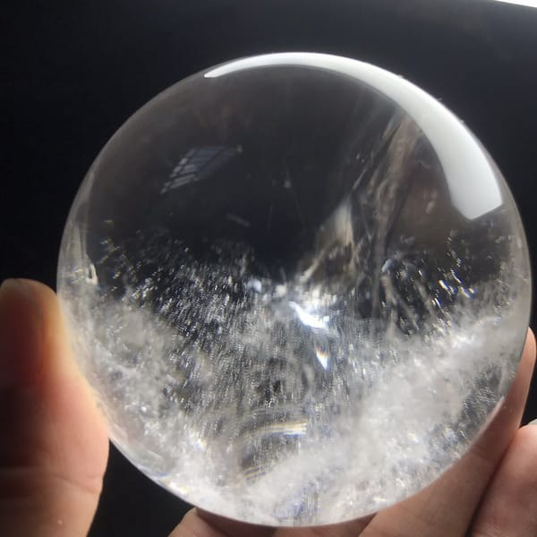 Water-clear top and snowy white base viewed from a lower angle