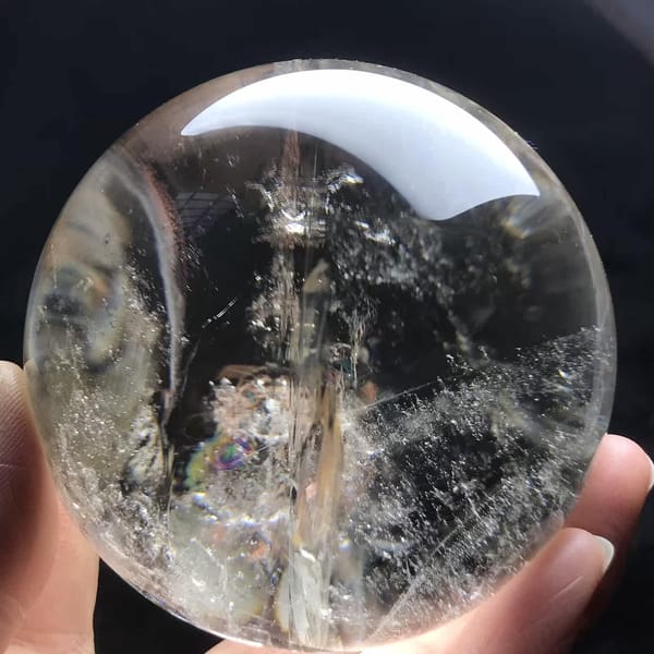 Clear view through the sphere showing a frosted vertical veil