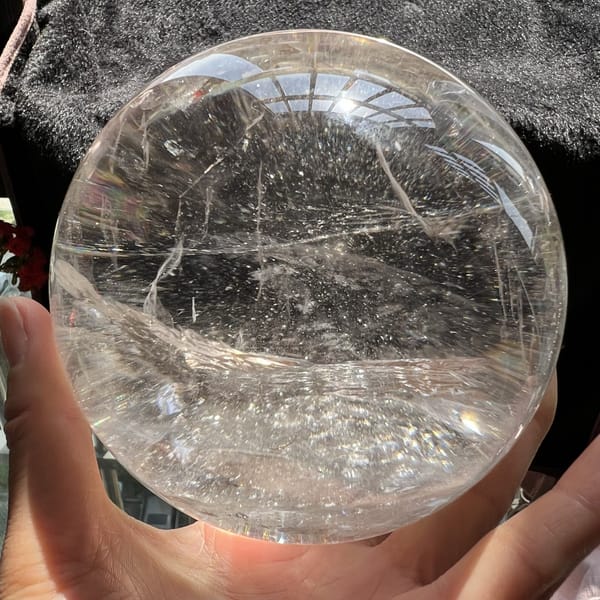 Reverse of the sphere on dark fur showing a clear horizontal internal plane