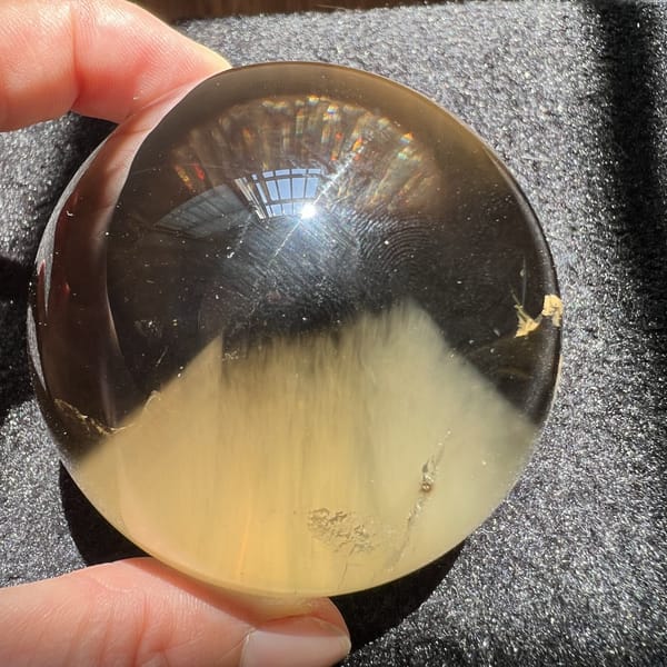 Low side view of the feathery mountain under deep honey citrine