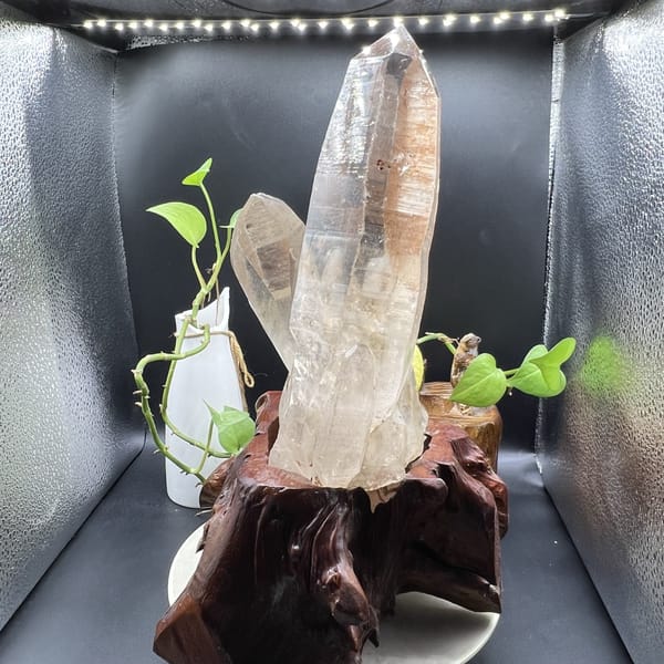 Angled view of the main point beside the smaller crystal
