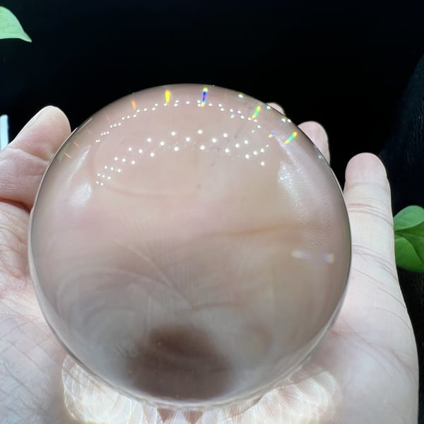 Palm view of the sphere showing its clarity in plain daylight
