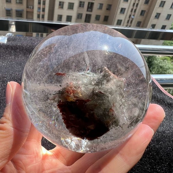 Deep red-brown mass at the base of the spire seen from below