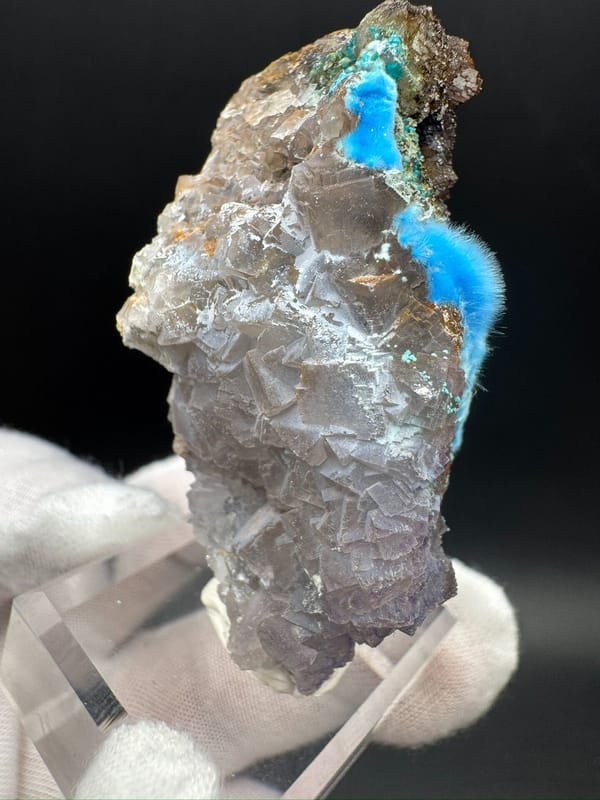 Cyanotrichite from Guizhou, China, individual mineral specimen view 8