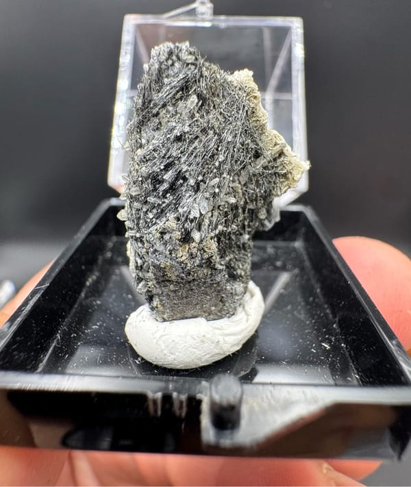Bismuthinite from Chifeng, Inner Mongolia, China, individual mineral specimen view 1