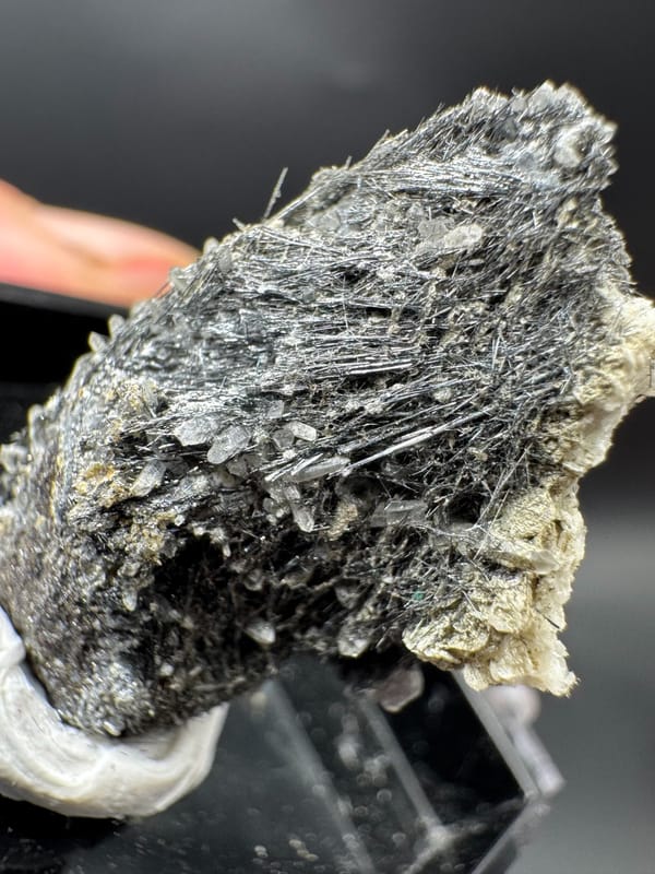 Bismuthinite from Chifeng, Inner Mongolia, China, individual mineral specimen view 2