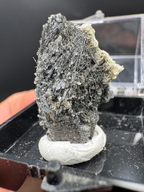 Bismuthinite from Chifeng, Inner Mongolia, China, individual mineral specimen view 4