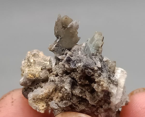Pale Blue-Gray Cerussite on Rough Matrix — Guangxi