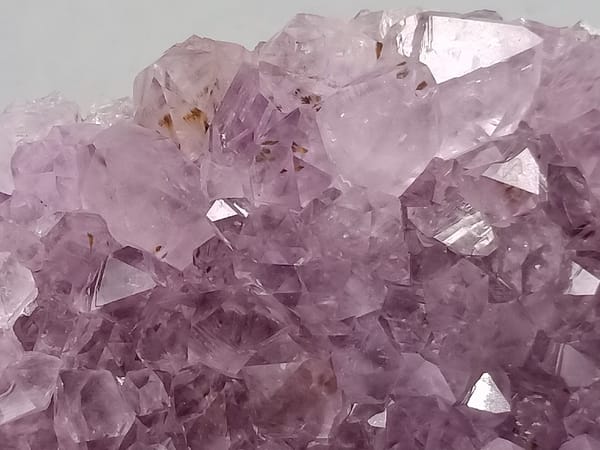 Pale Lavender Amethyst Cluster with Recorded Rutile