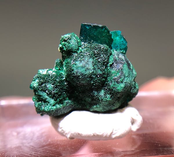 Dioptase from Congo (specific country not recorded), individual mineral specimen view 2