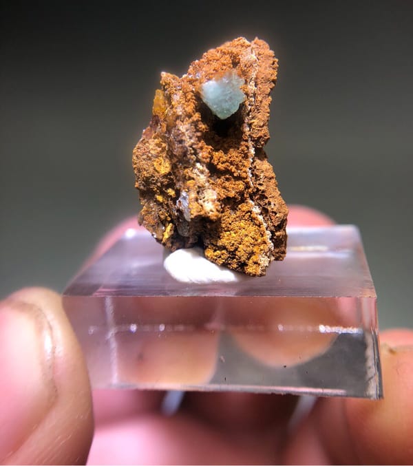 Cuprian adamite from Guangxi, China, individual mineral specimen view 1