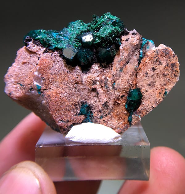 Dioptase from Congo (specific country not recorded), individual mineral specimen view 1