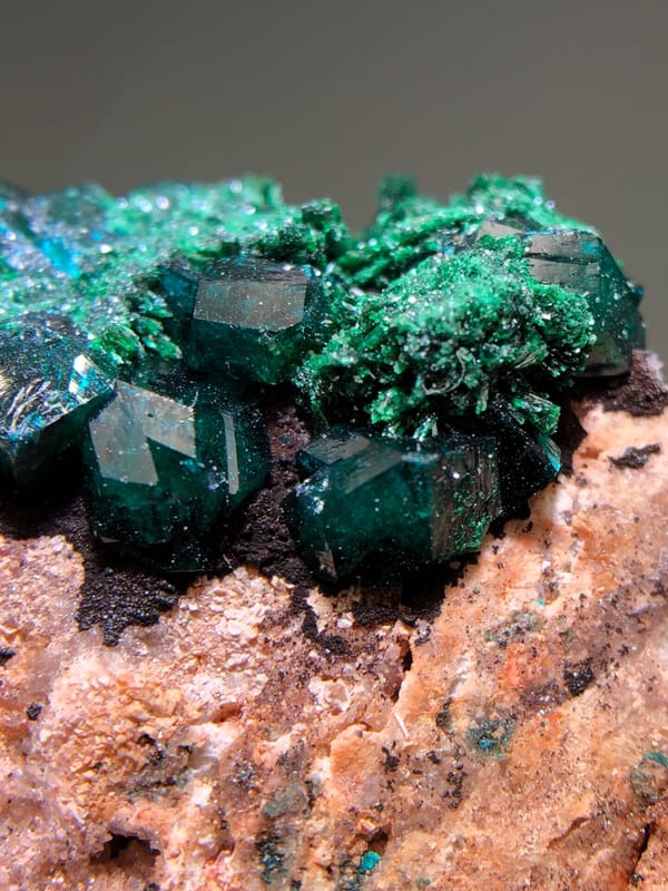 Dioptase from Congo (specific country not recorded), individual mineral specimen view 3