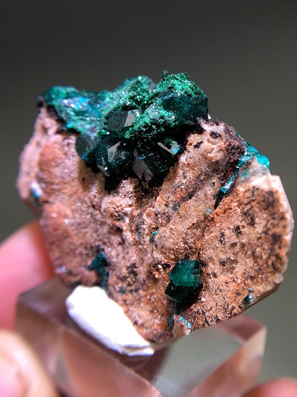 Dioptase from Congo (specific country not recorded), individual mineral specimen view 6