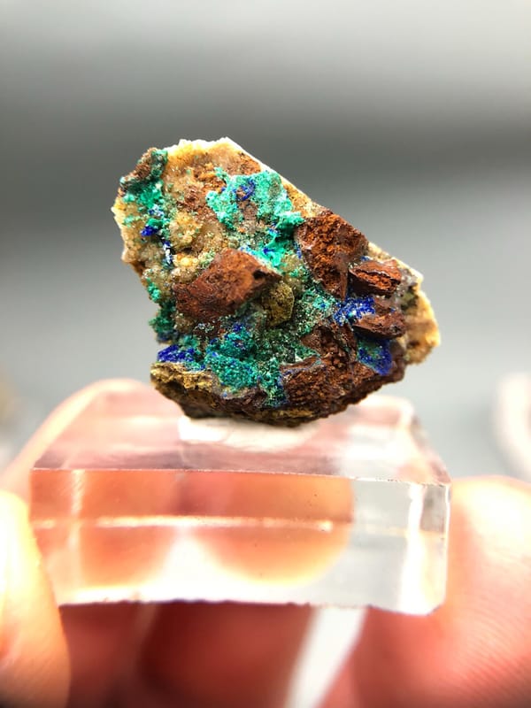 Rosasite-group copper-zinc carbonate from Yunnan, China, individual mineral specimen view 1