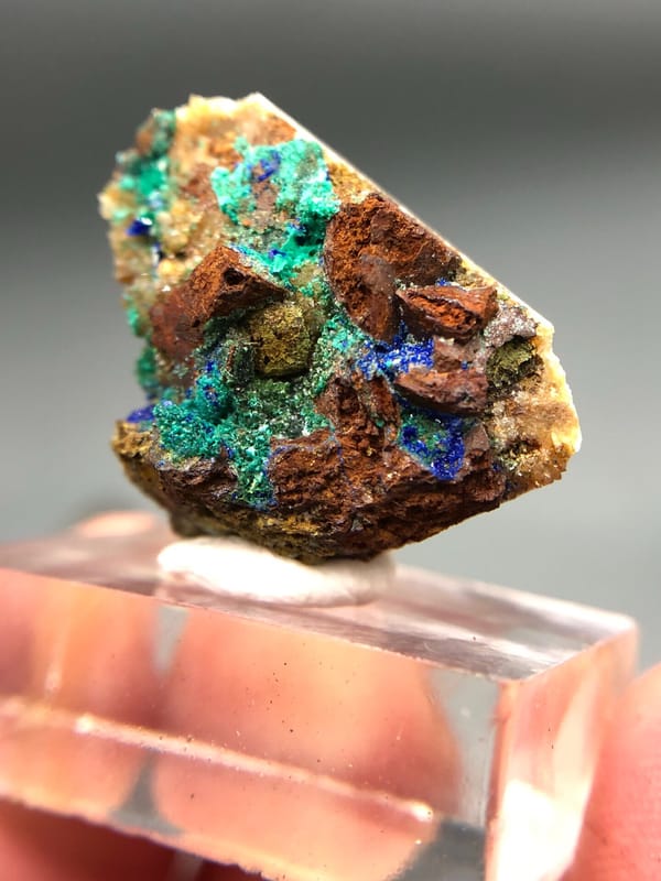 Rosasite-group copper-zinc carbonate from Yunnan, China, individual mineral specimen view 2