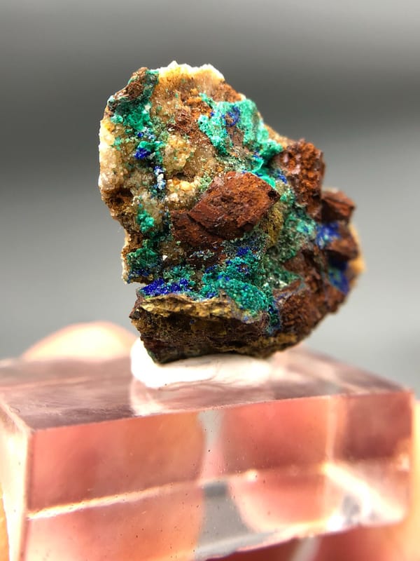 Rosasite-group copper-zinc carbonate from Yunnan, China, individual mineral specimen view 4