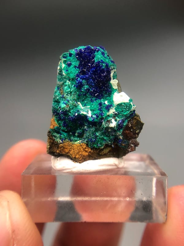 Rosasite-group copper-zinc carbonate from Yunnan, China, individual mineral specimen view 5