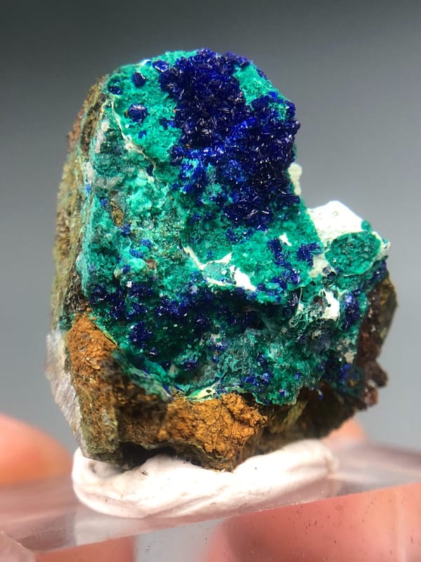 Rosasite-group copper-zinc carbonate from Yunnan, China, individual mineral specimen view 6
